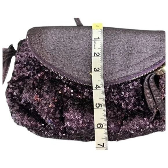 Juicy Couture Sequined Crossbody Handbag Gorgeous Purple Denim Look - Picture 9 of 13
